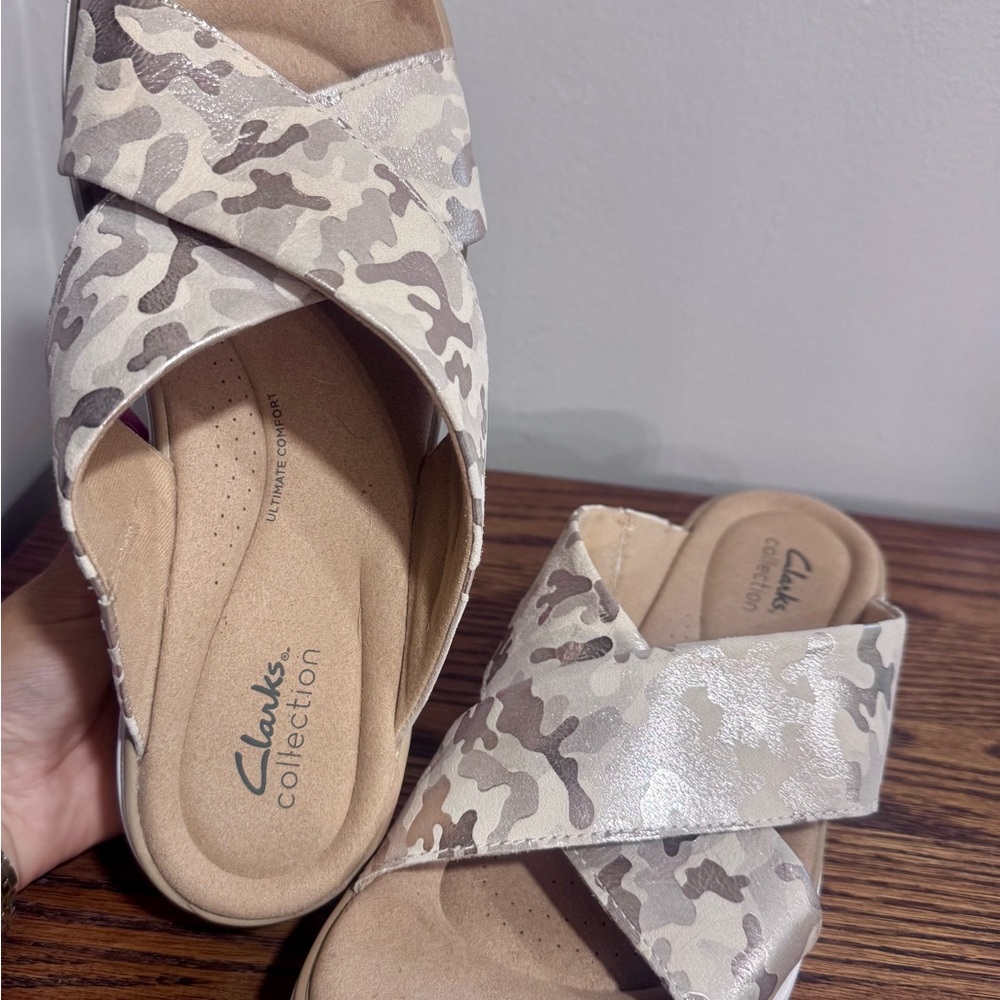Clarks Women's Beige Camouflage Sandals